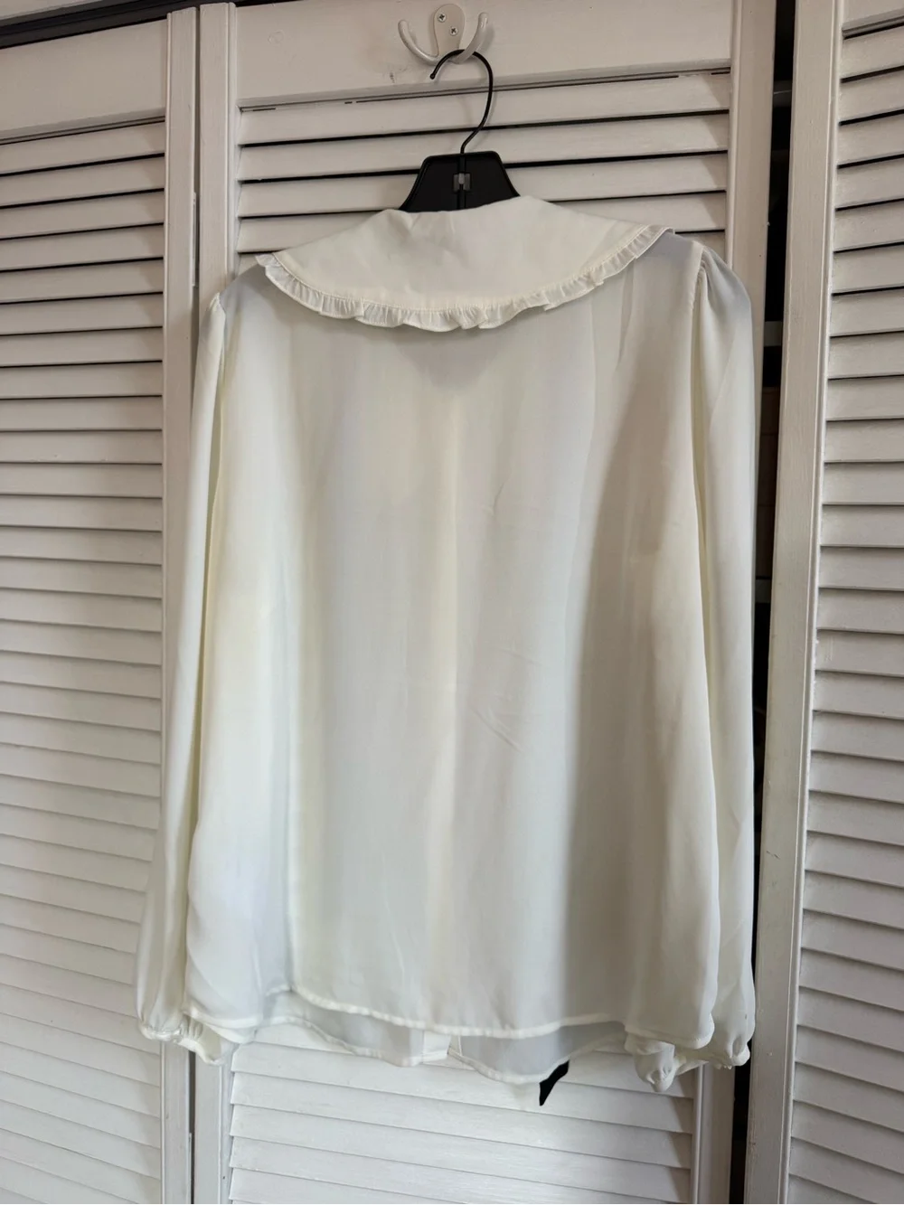 J.Crew Cream Blouse with Black Label